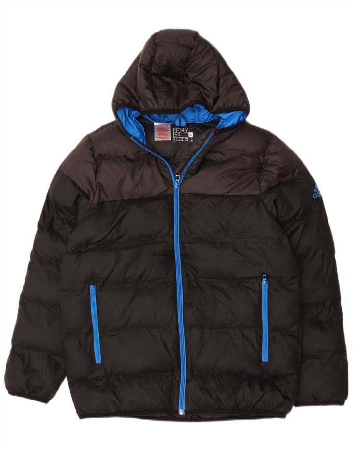 Jaqueta acolchoada com capuz Adidas meninos 13-14 anos preto colorblock poliéster