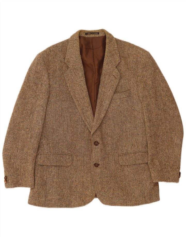 Jaqueta blazer masculina de 2 botões Harris Tweed Reino Unido 40 grande lã marrom