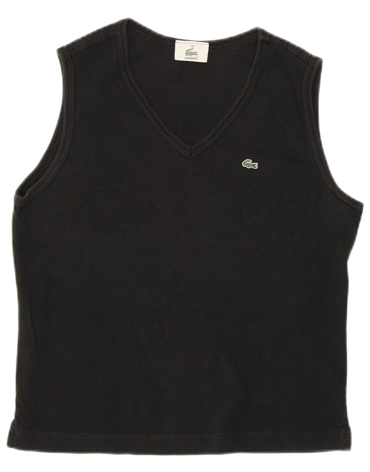 Lacoste Womens Crop Vest Top Tamanho 42 Grande Preto