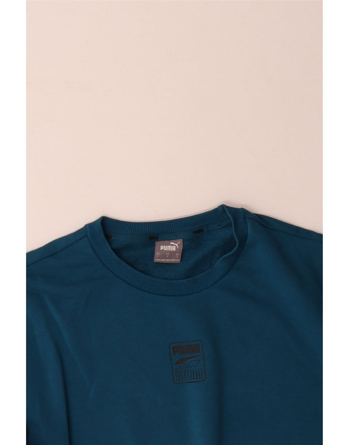 PUMA moletom masculino jumper grande azul colorblock algodão