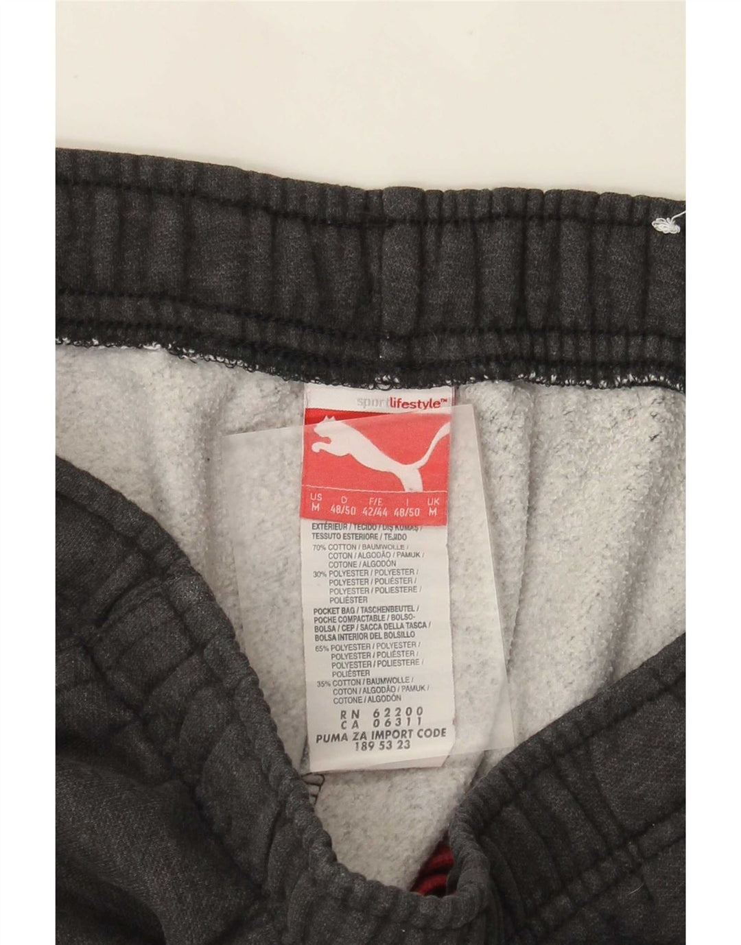 Calça de treino masculina Puma algodão cinza médio