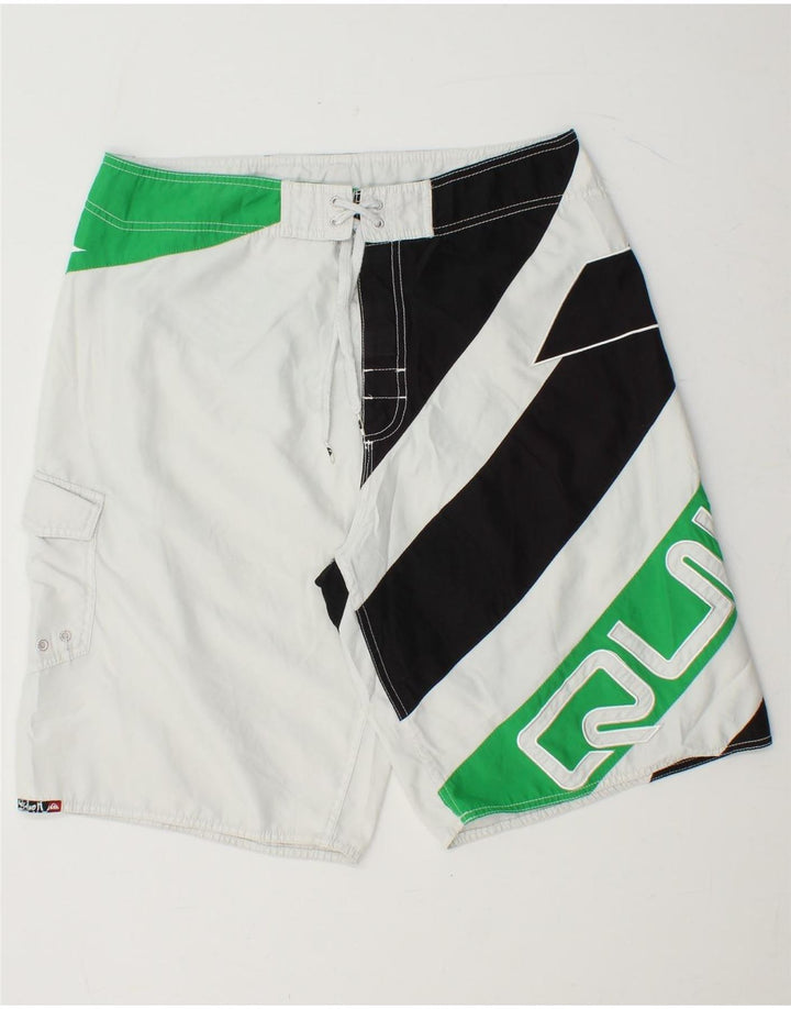 Shorts de natação masculino gráfico QUIKSILVER grande poliéster colorido branco