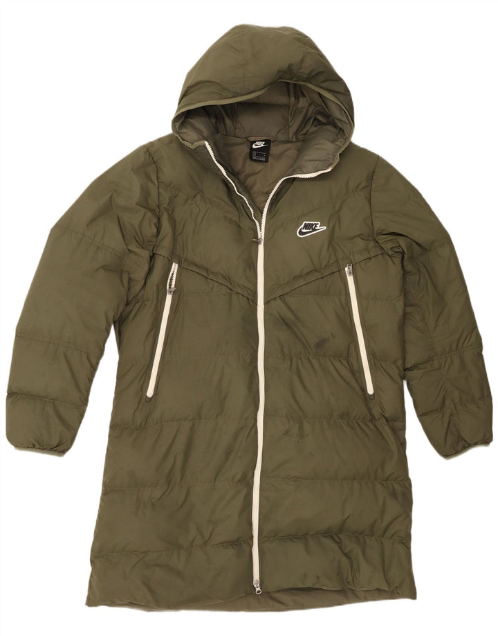 Casaco acolchoado com capuz masculino Nike UK 40 grande poliéster cáqui