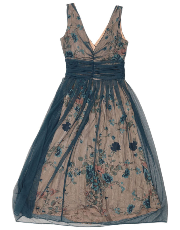 Vestido feminino Coast sem mangas Empire UK 10 pequeno azul floral poliamida