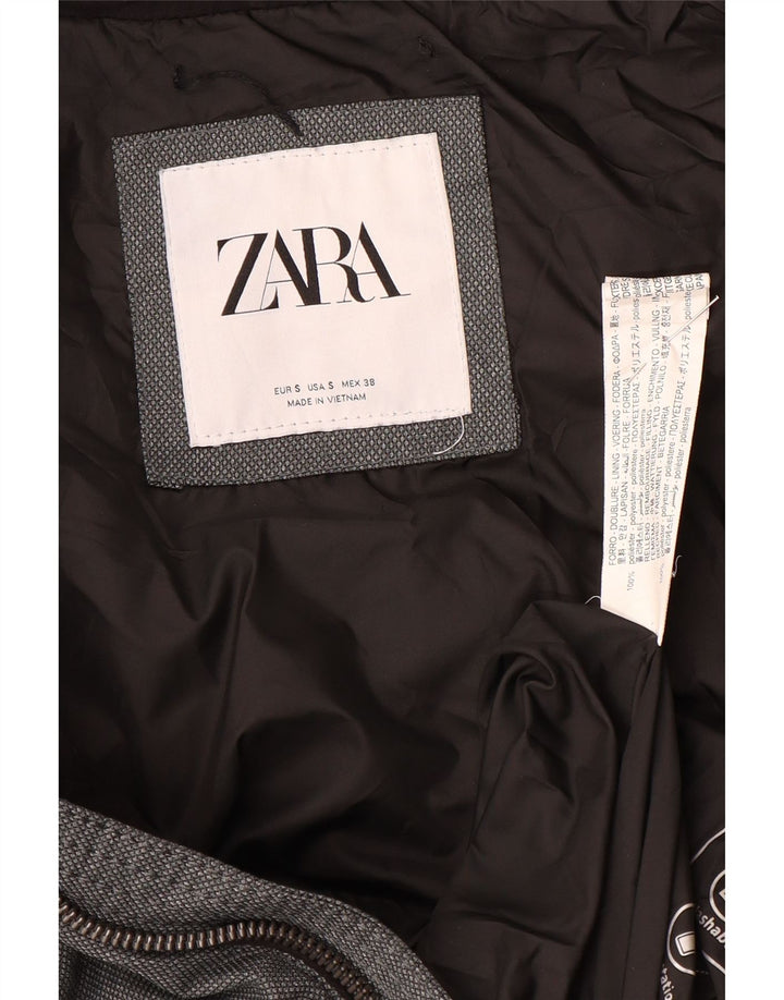 Jaqueta acolchoada masculina Zara UK 36 poliéster cinza pequeno