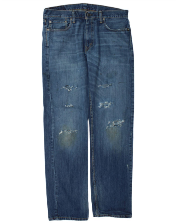 Levi's Masculino 511 Distressed Slim Jeans W34 L34 Azul Algodão