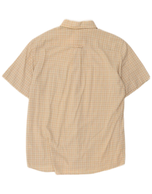 Camel Active Camisa masculina de manga curta grande xadrez bege