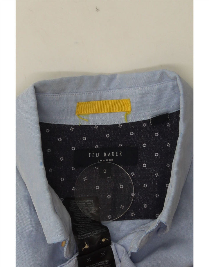 Camisa masculina de manga curta Ted Baker tamanho 3 médio azul modal