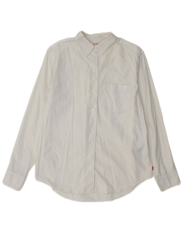 Camisa feminina Levi's Boyfriend Fit UK 10 pequena algodão branco
