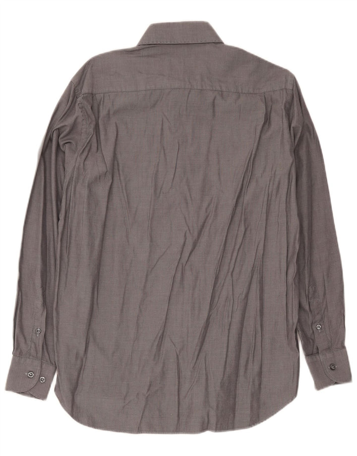Camisa masculina Enrico Coveri tamanho 40 15 3/4 algodão cinza médio