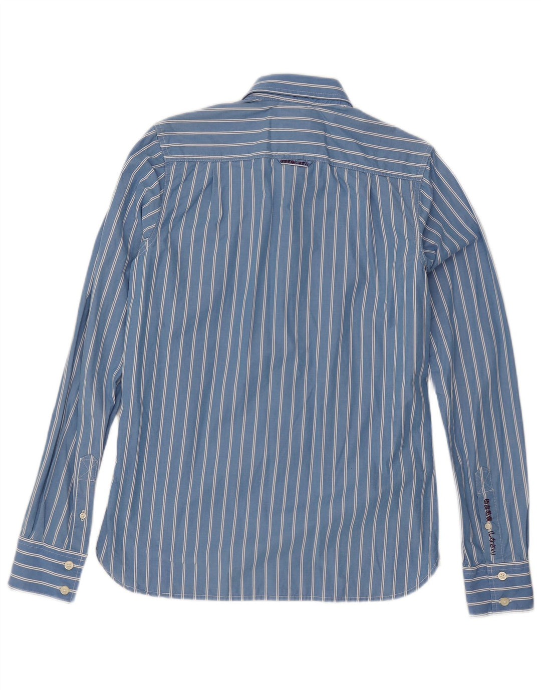 Camisa masculina SUPERDRY grande algodão listrado azul