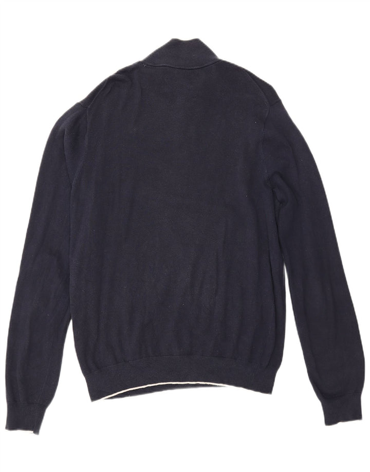 Suéter masculino Gant com zíper e gola alta de algodão azul marinho médio