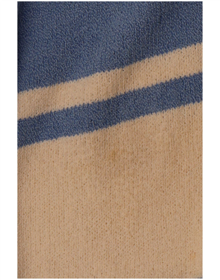 Suéter masculino VINTAGE com decote em V grande bloco colorido azul