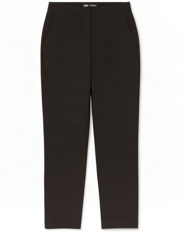 Zara Calça feminina cintura alta cônica UE 34 2XS W24 L28 preta