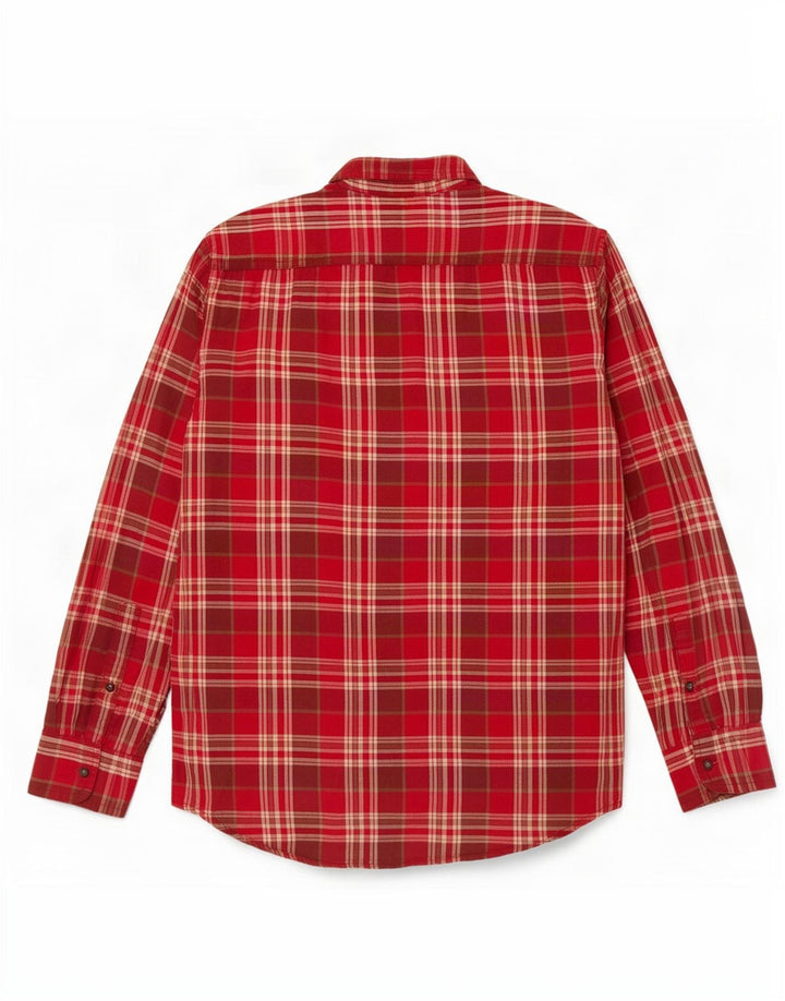 Camisa de flanela feminina Timberland Reino Unido 14 algodão xadrez vermelho médio