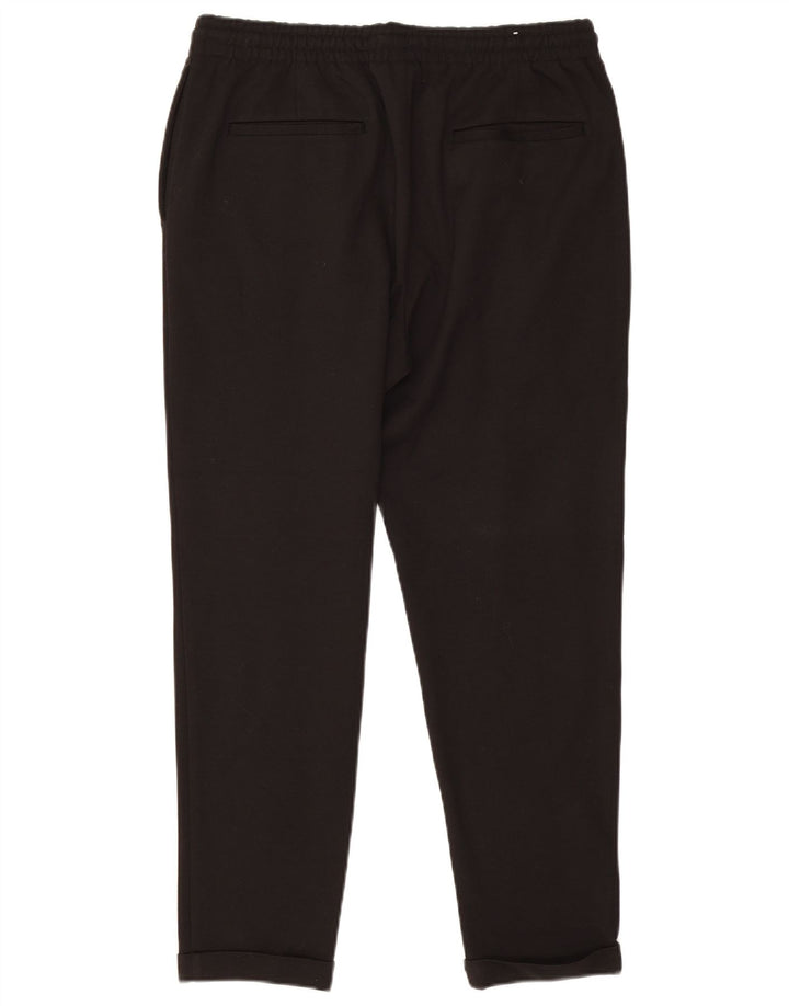 Zara Mens Slim Chino Calças Grande W32 L27 Poliéster Preto