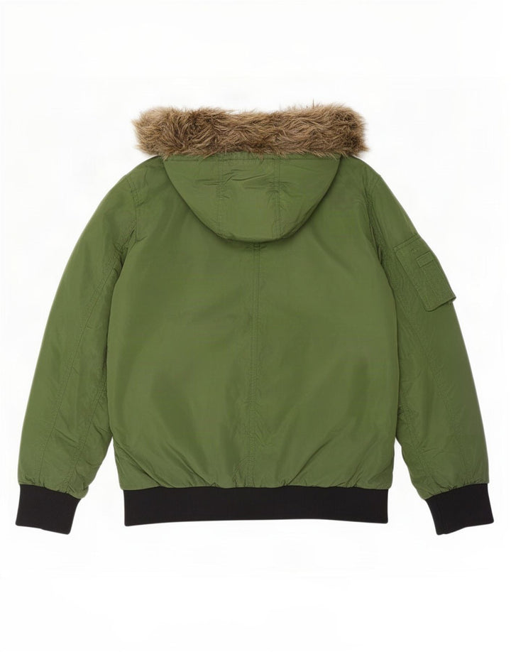 Jaqueta bomber masculina acolchoada com capuz Jack & Jones Reino Unido 40 poliéster verde grande