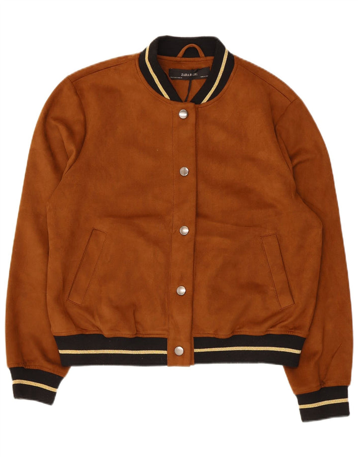 Jaqueta bomber feminina Zara UK 14 poliéster marrom médio