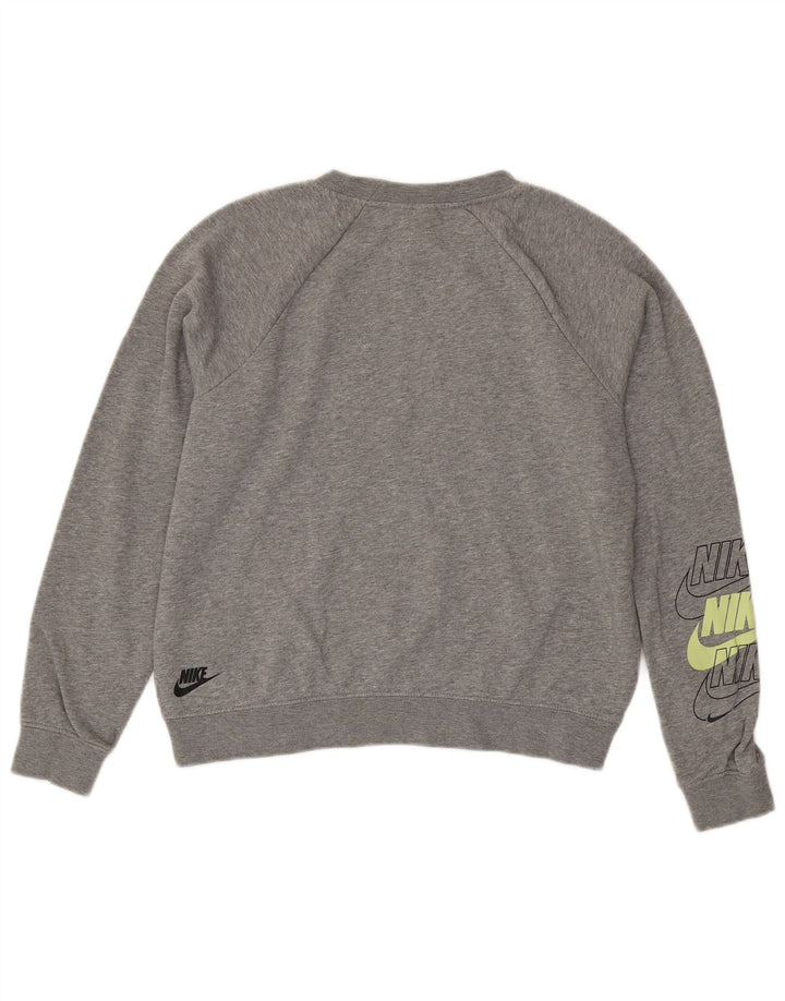 Nike feminino oversized crop moletom jumper UK 10 pequeno cinza manchado