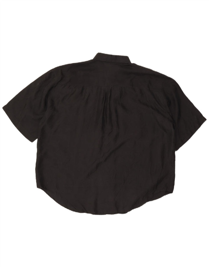 Camisa feminina Miss Joy de manga curta grande IT 46 seda preta grande