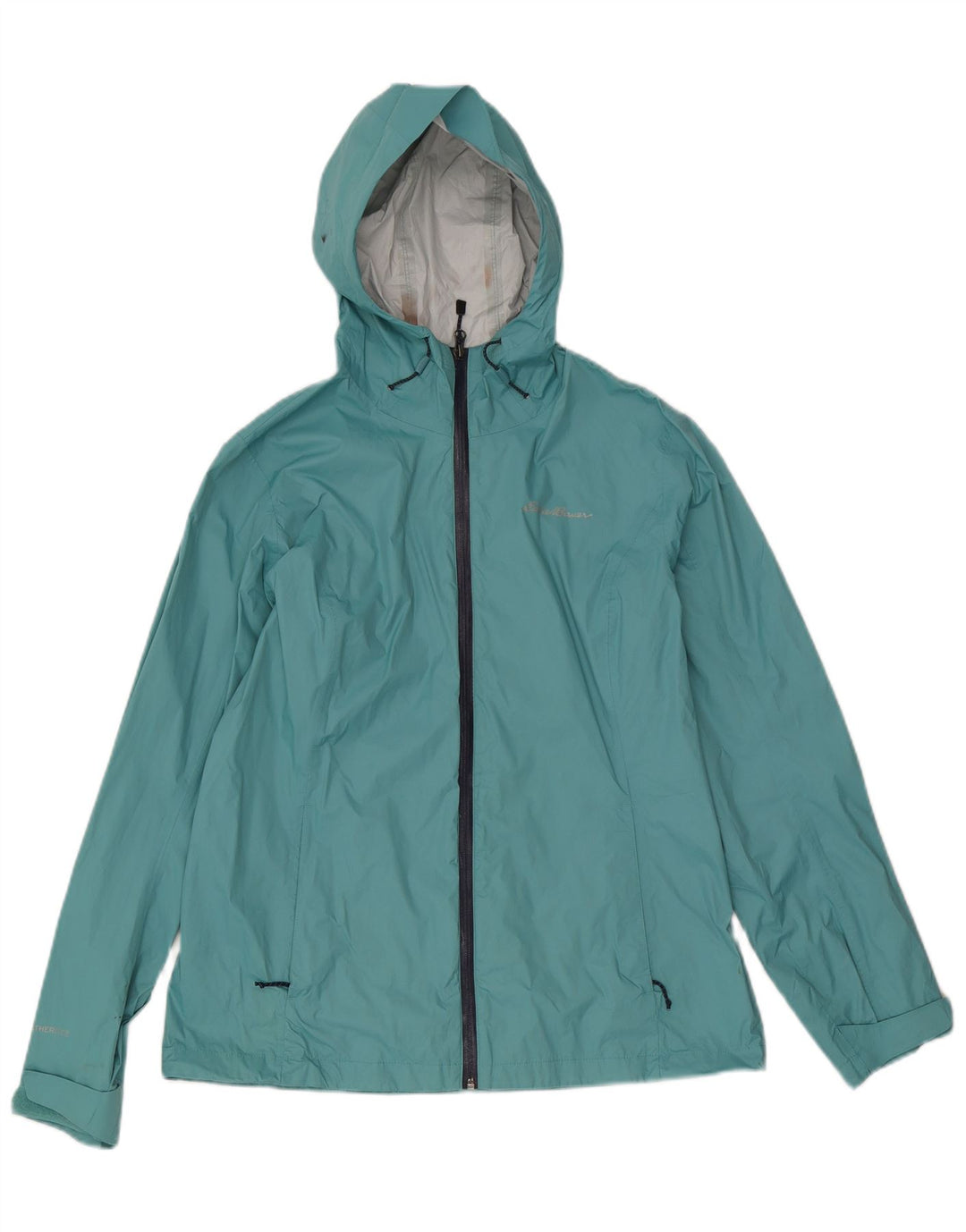 Jaqueta de chuva feminina Eddie Bauer com capuz Reino Unido 14 nylon azul médio