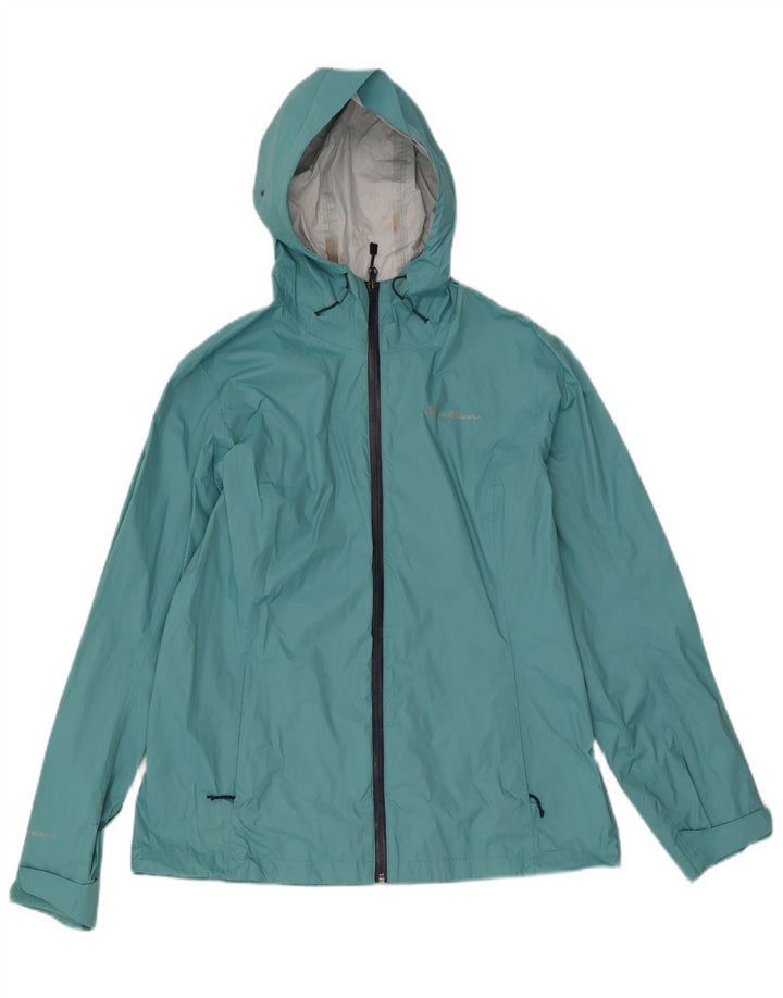Jaqueta de chuva feminina Eddie Bauer com capuz Reino Unido 14 nylon azul médio
