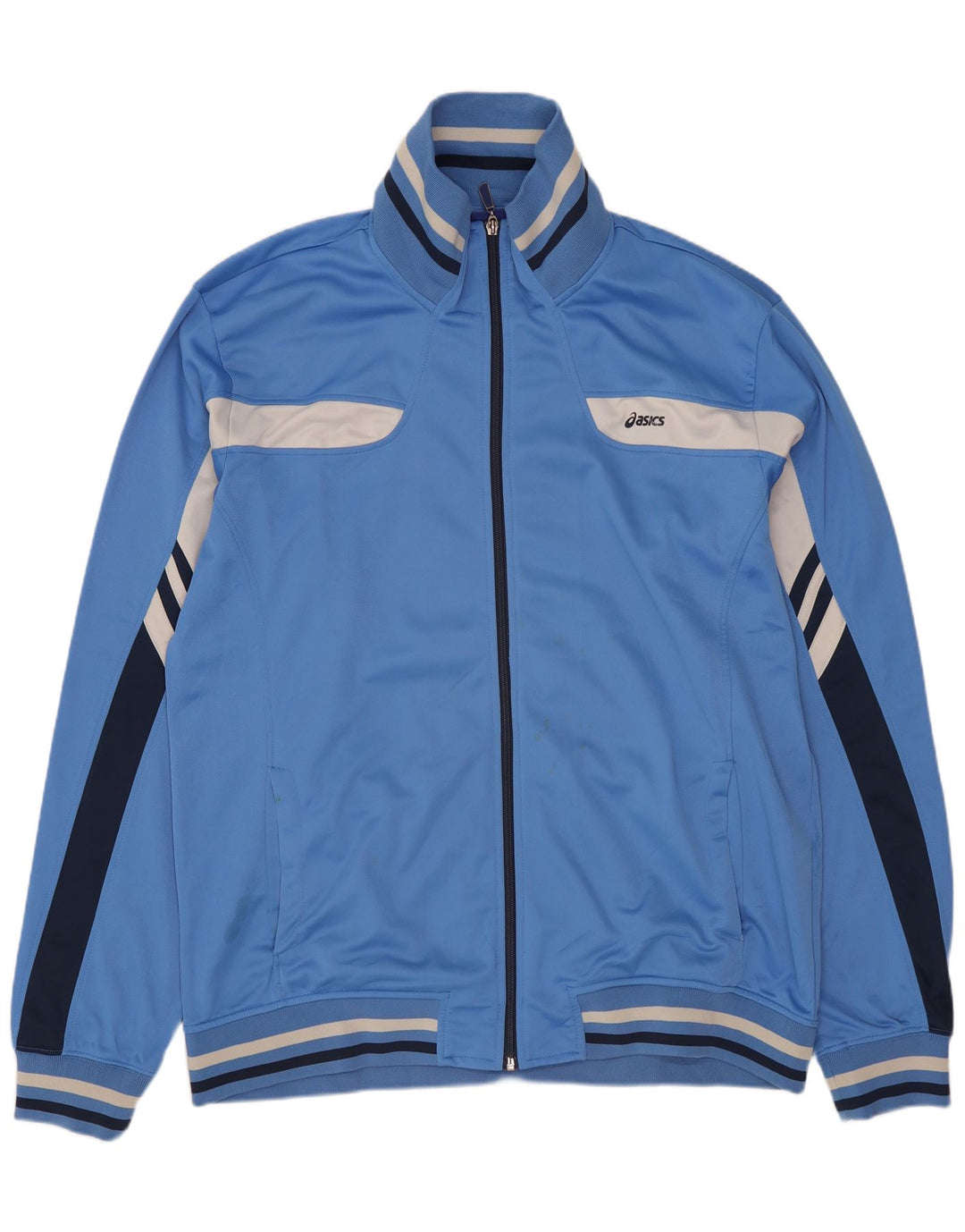 Asics Mens Tracksuit Top Jacket Grande Azul Colourblock Poliéster