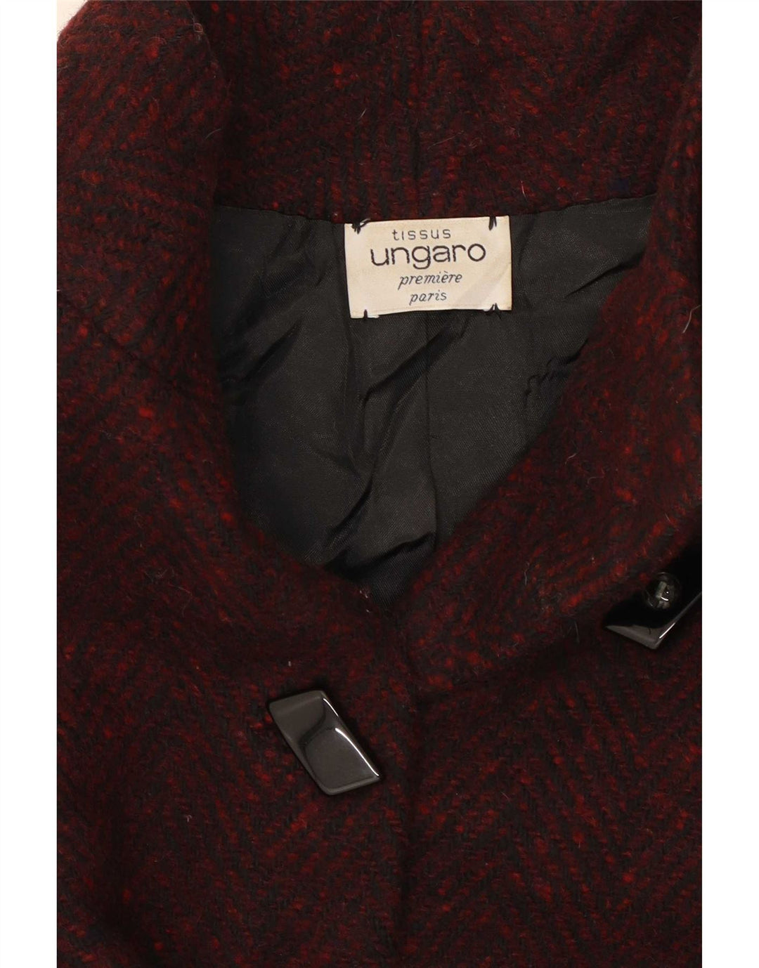 Sobretudo feminino Ungaro UK 12 médio Borgonha manchado