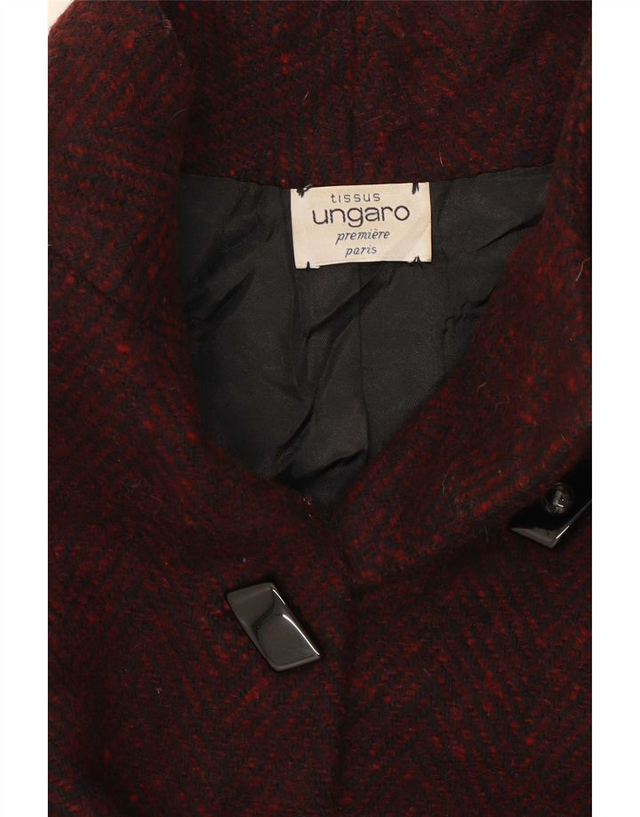 Sobretudo feminino Ungaro UK 12 médio Borgonha manchado