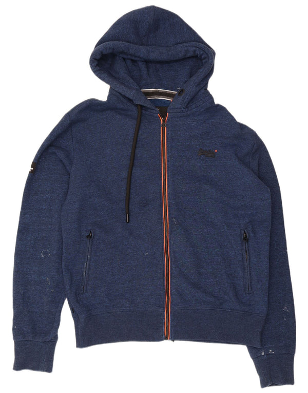 Suéter masculino Superdry com capuz e zíper 2XL algodão azul marinho