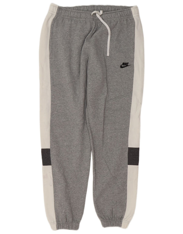 Calça de treino masculina Nike Joggers grande cinza colorblock algodão