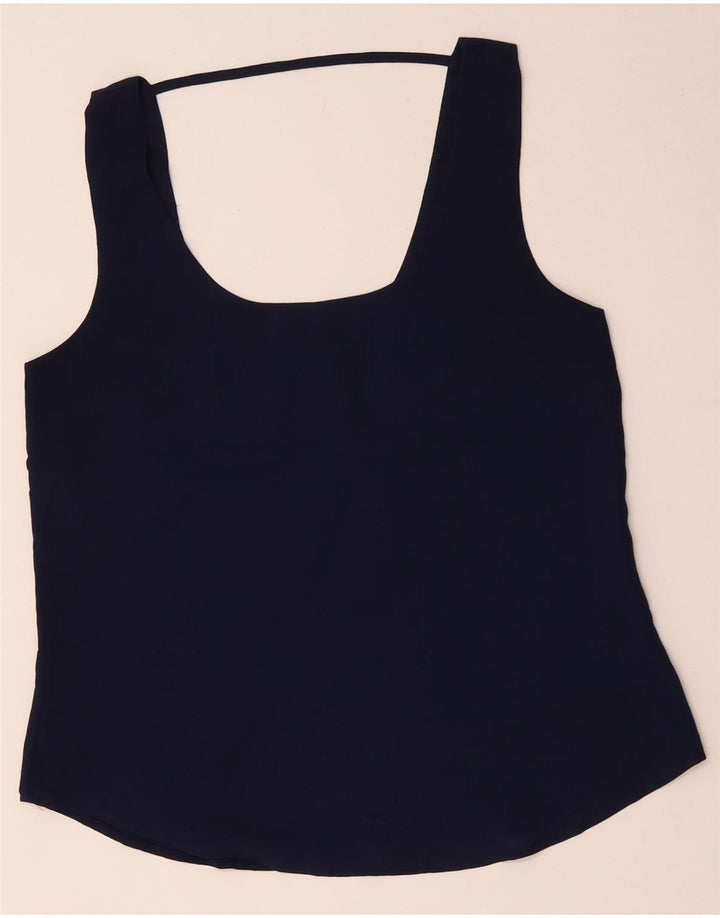 Blusa feminina sem mangas Oasis UK 10 pequena azul marinho