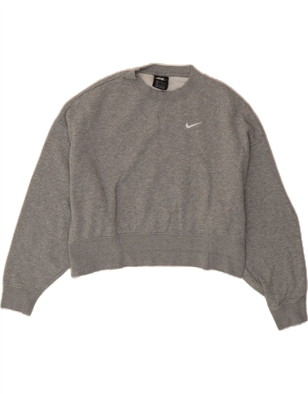 NIKE Womens Oversized Crop Sweatshirt Jumper UK 6 XS Grey Vintage Nike and Second-Hand Nike from Messina Hembry 