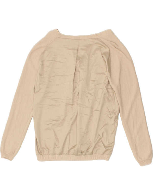 Suéter cardigã feminino LAURA ASHLEY Reino Unido 14 grande bege nylon