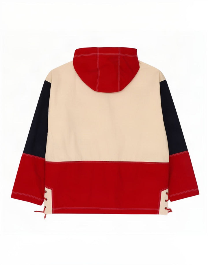 Jaqueta masculina de moletom com capuz East West, algodão colorblock vermelho médio