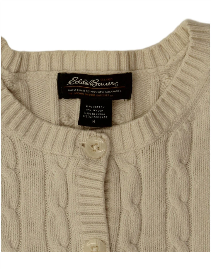 Suéter cardigã feminino EDDIE BAUER UK 14 médio off white algodão