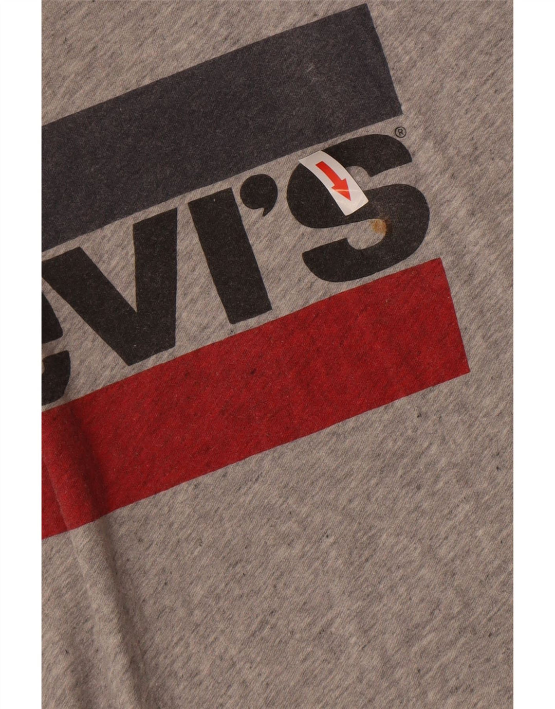 Camiseta feminina gráfica Levi's UK 12 algodão manchado cinza médio