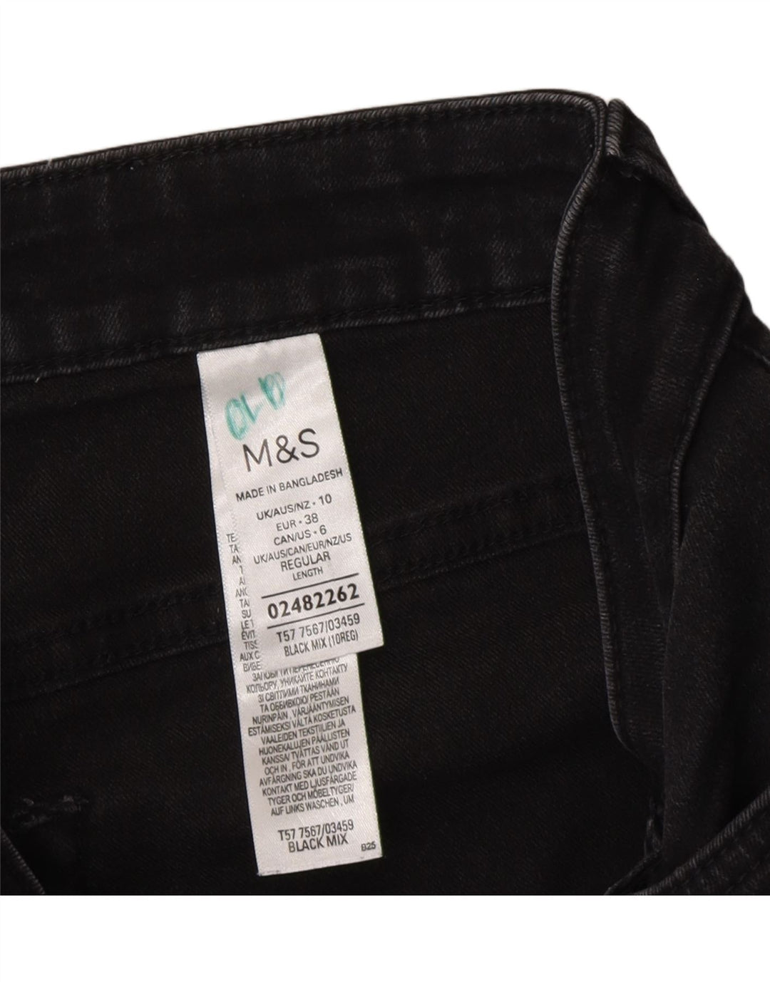 Calça jeans feminina Marks & Spencer UK 10 pequena W26 L30 cinza algodão