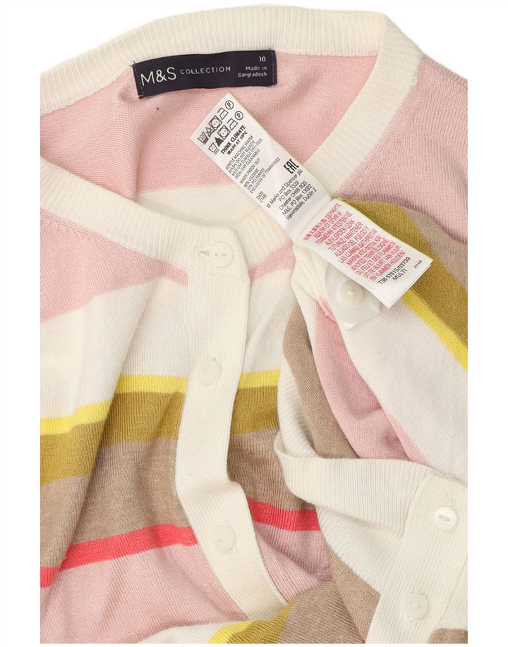 Suéter cardigã feminino MARKS & SPENCER UK 10 pequeno listrado multicolorido