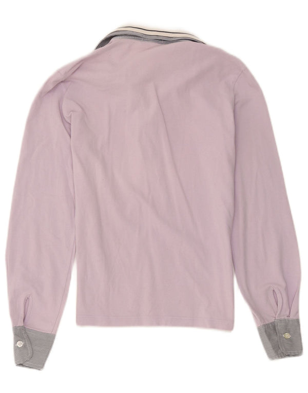 Camisa polo feminina de rugby Fred Perry Reino Unido 12 bloco colorido roxo médio