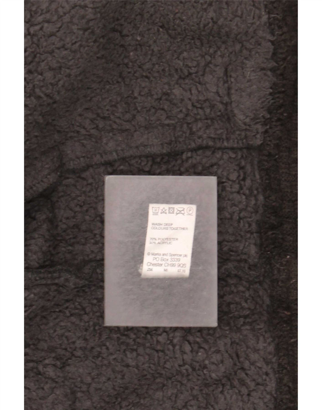 Jaqueta masculina de lã Sherpa Marks & Spencer Reino Unido 40 grande poliéster preto