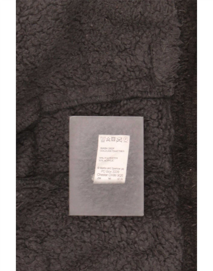 Jaqueta masculina de lã Sherpa Marks & Spencer Reino Unido 40 grande poliéster preto