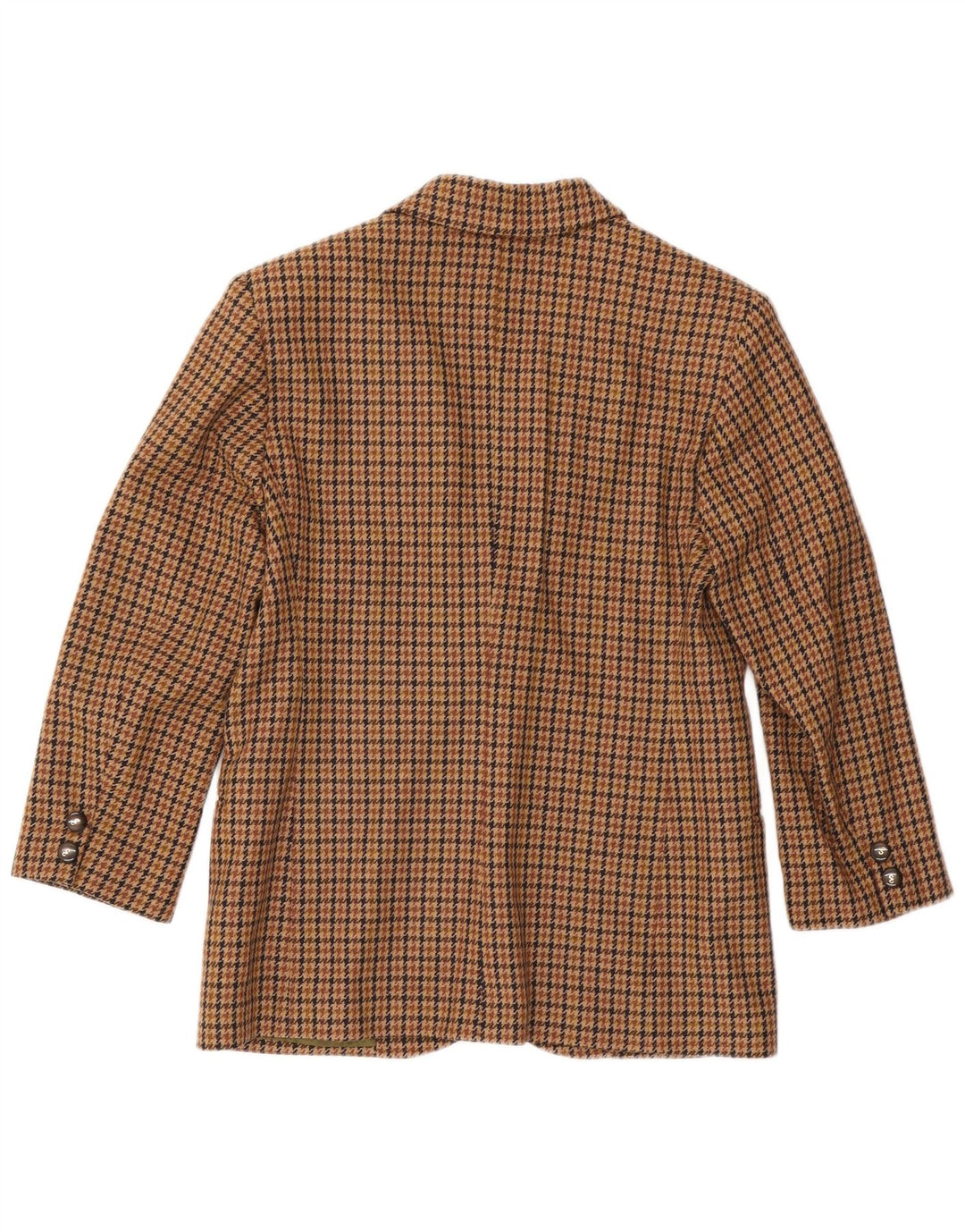 Jaqueta blazer feminina vintage com 2 botões IT 44 lã houndstooth marrom médio