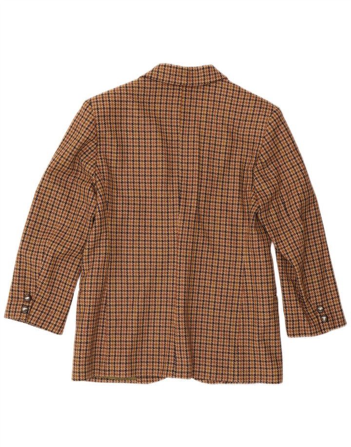 Jaqueta blazer feminina vintage com 2 botões IT 44 lã houndstooth marrom médio