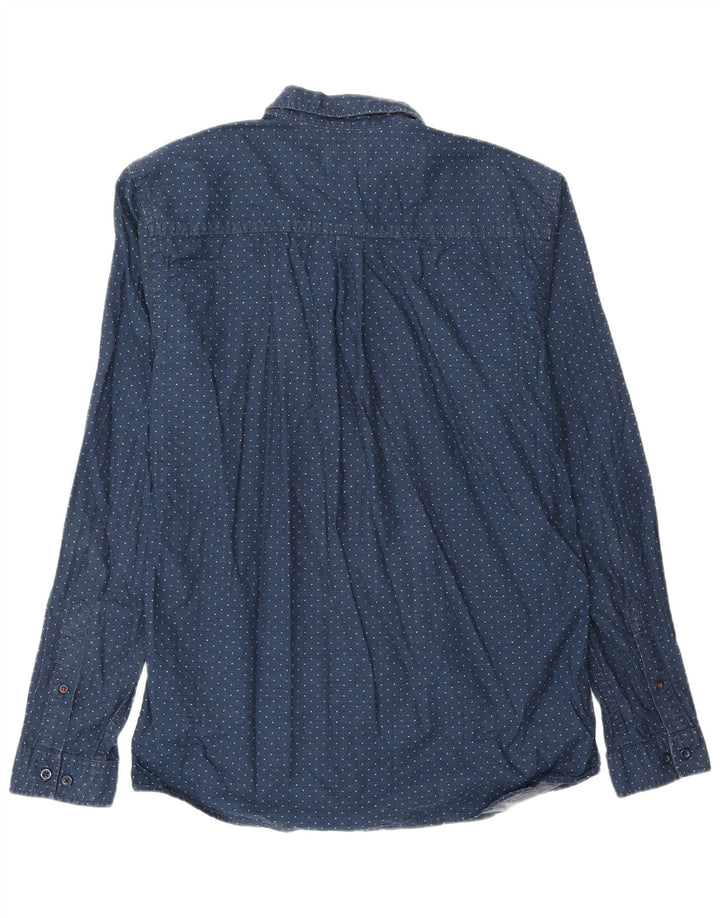 Camisa masculina JACK & JONES grande algodão manchado azul marinho