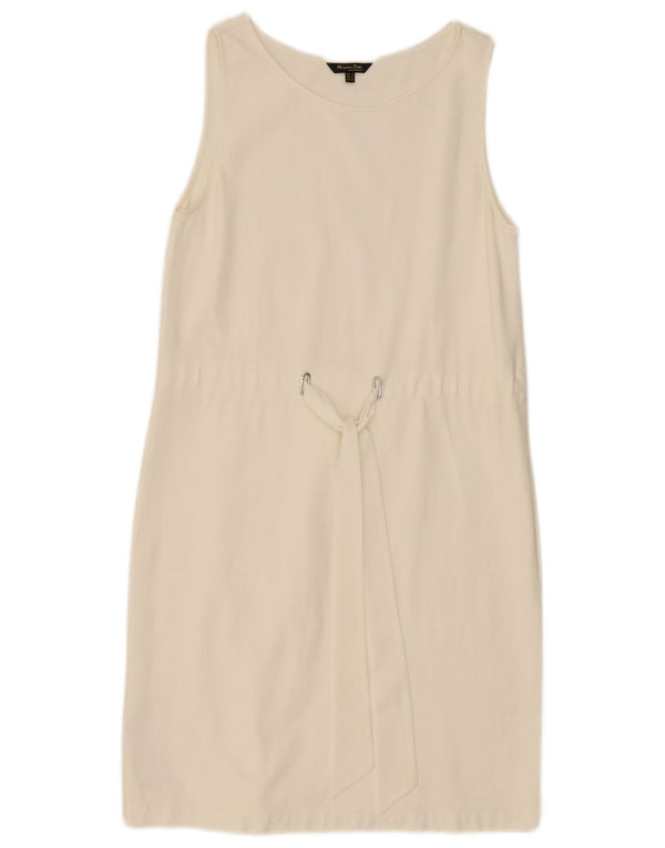 Vestido feminino Massimo Dutti sem mangas UK 12 médio branco poliéster