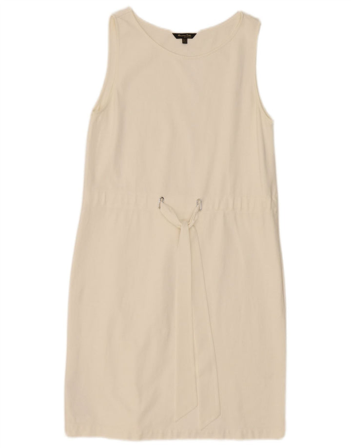 Vestido feminino Massimo Dutti sem mangas UK 12 médio branco poliéster