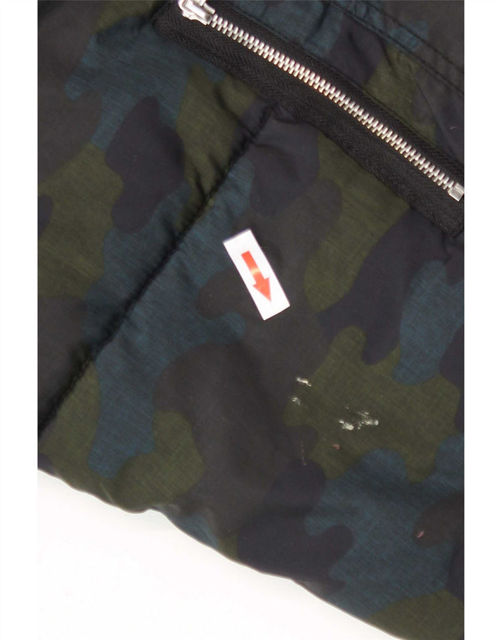 Jaqueta feminina acolchoada com capuz e capuz Zara UK 6 XS camuflagem multicolorida