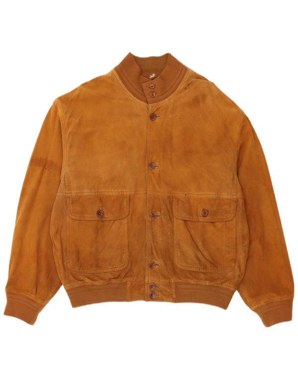 Jaqueta bomber de camurça vintage feminina UK 18 XL marrom