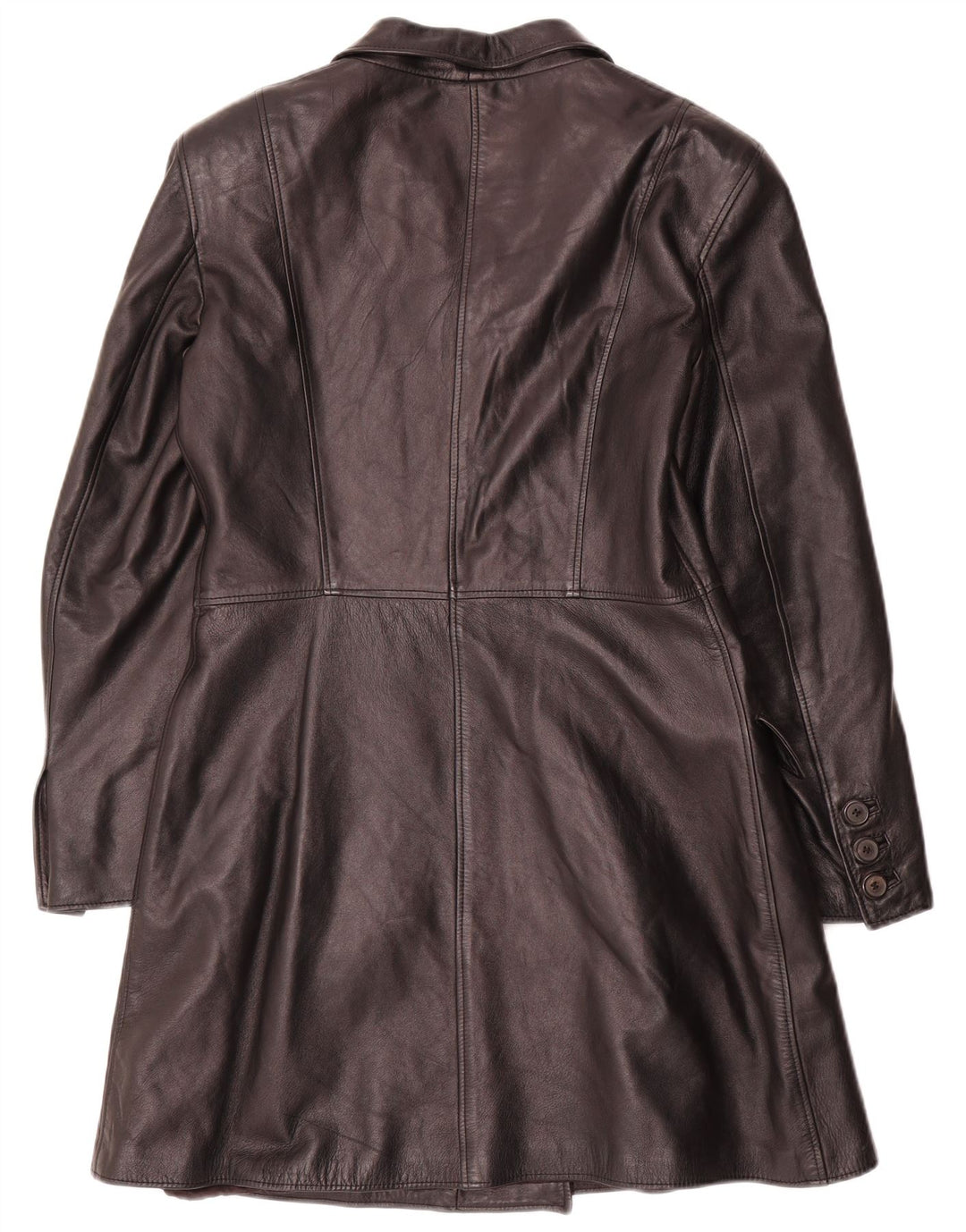 Casaco de couro feminino vintage IT 44 médio preto